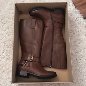 Clark’s brown leather riding boots